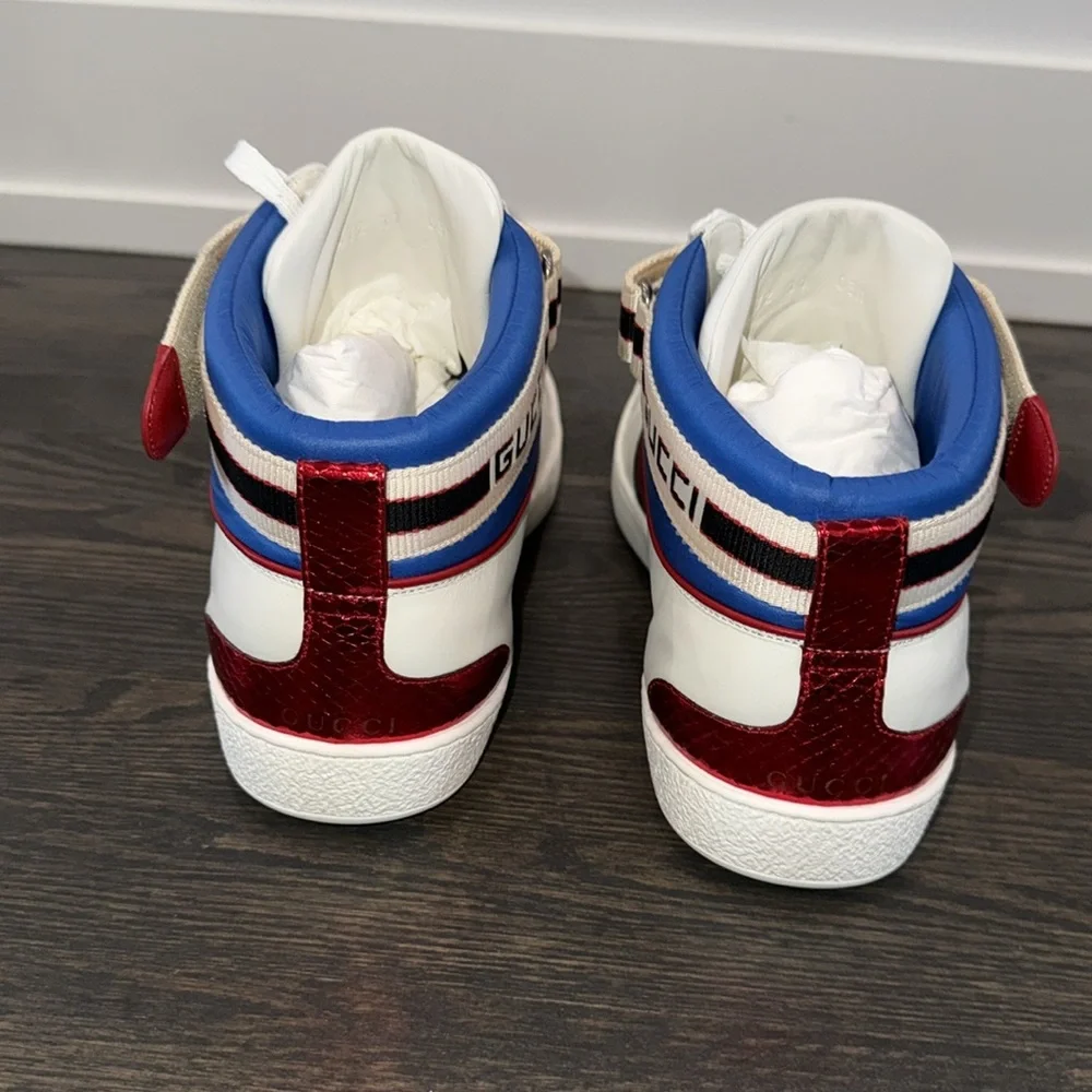 Gucci Leather Ace Stripe High Top Sneaker-523472-Authentic-NIB